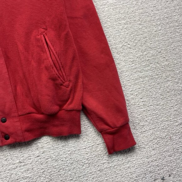 Vintage Yves Saint Laurent Menswear Waffle Knit Button Up Jacket Sz L Fire Red - Picture 5 of 14